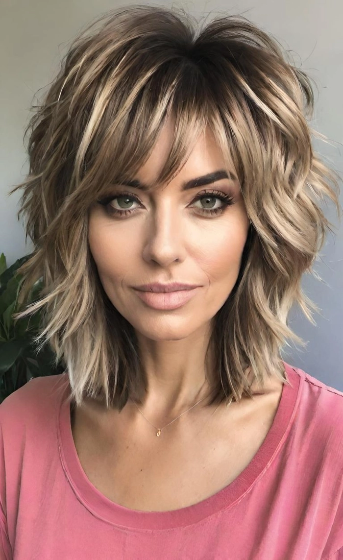 Casual hairstyle showcasing trendy piecey layers in a modern shag cut Effortless piecey layers styled in a casual shag haircut for a relaxed look