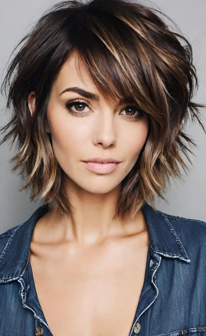 Casual hairstyle inspiration featuring easygoing piecey layers for a shag cut Effortless piecey layers in a casual shag haircut showcasing tousled texture