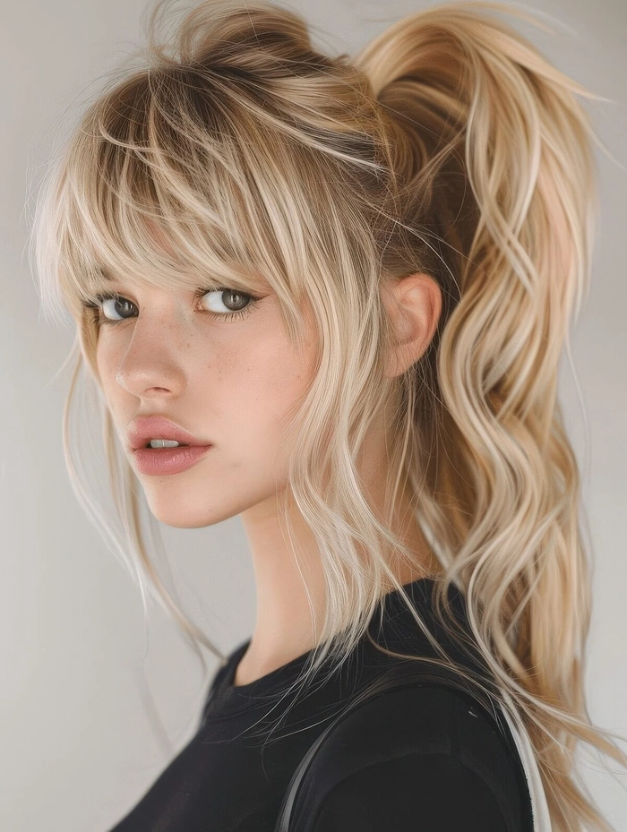 Effortless casual side ponytail with soft waves perfect for a relaxed weekend out