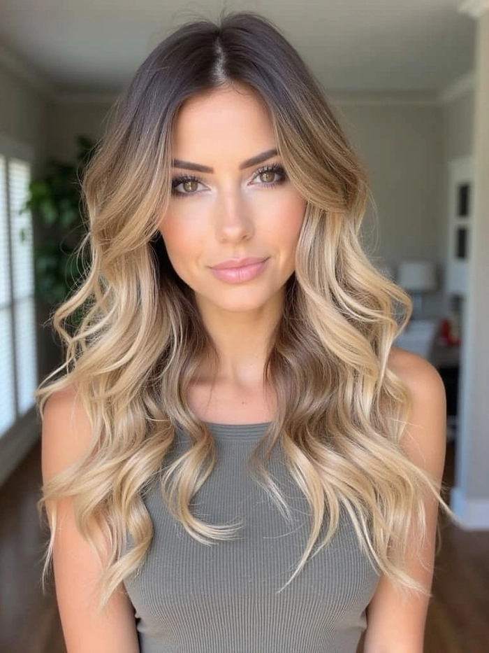 Showcasing relaxed soft waves for collarbone length hair in a casual everyday hairstyle look