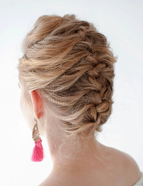 casual twisted crown for keeping hair off neck in summer image
