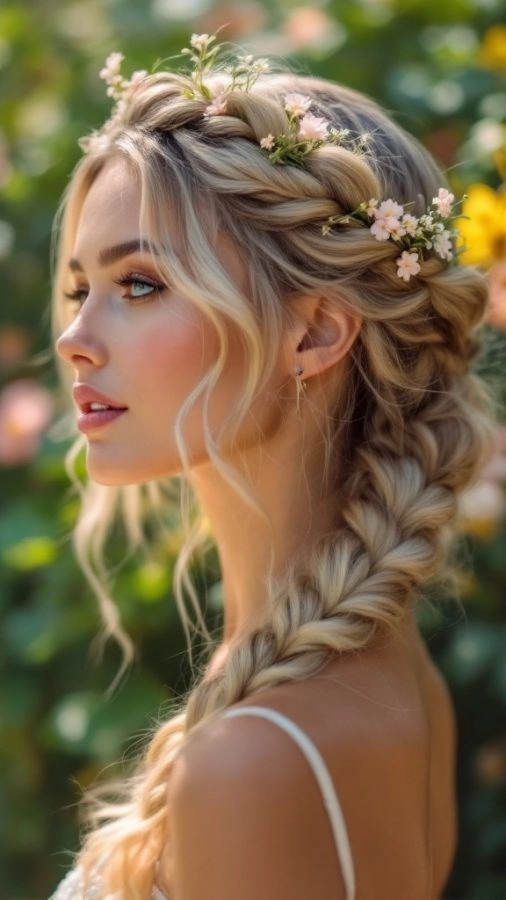 casual twisted crown for keeping hair off neck in summer image