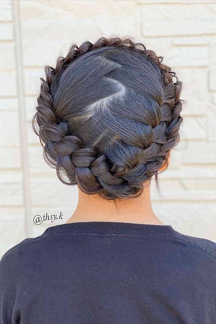 casual twisted crown for keeping hair off neck in summer image