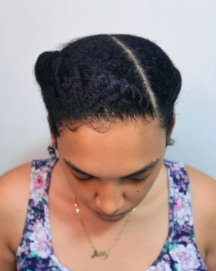 casual twisted crown for keeping hair off neck in summer image