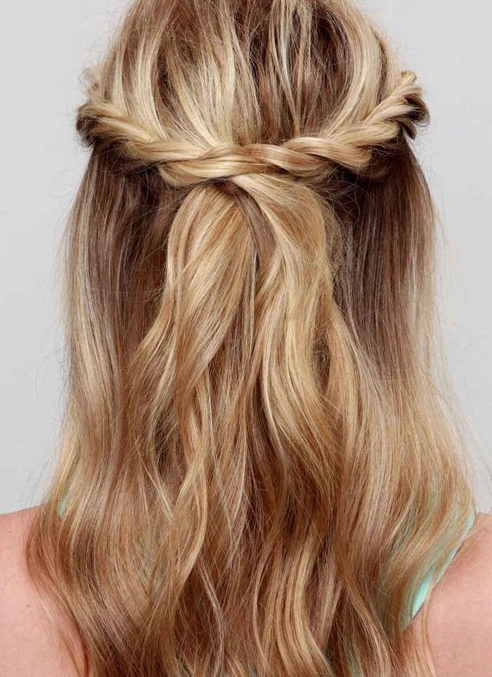 casual twisted crown for keeping hair off neck in summer image