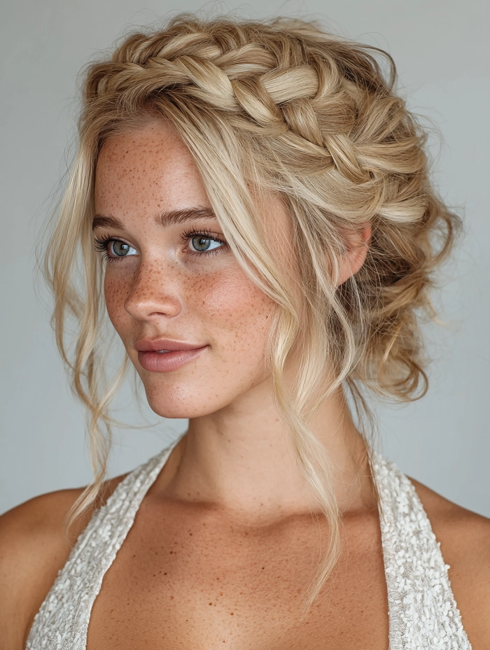 casual twisted crown for keeping hair off neck in summer image