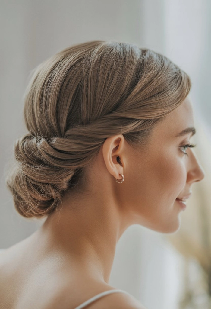 Casual twisted half up hairstyle for thin hair with soft waves