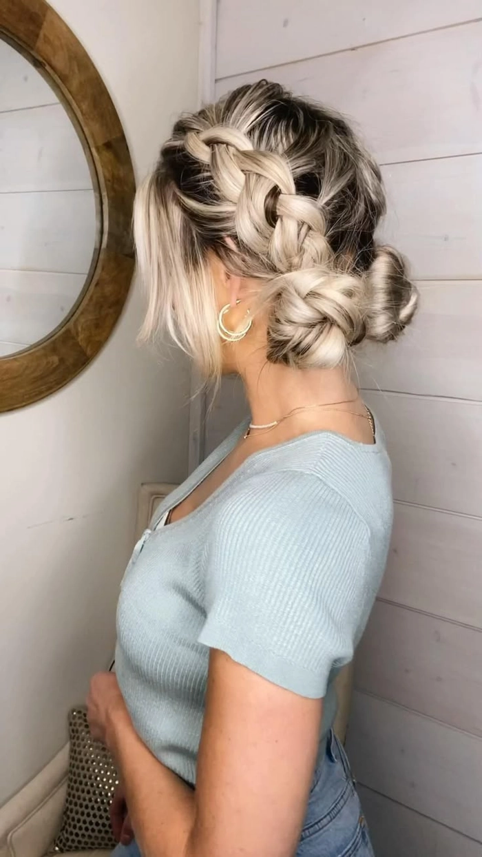 Casual twisted pigtail buns for a playful weekend hairstyle