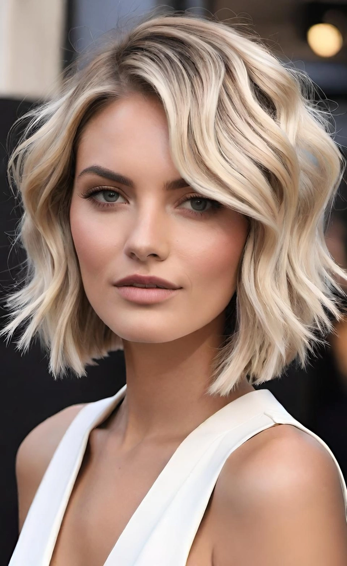 Edgy yet easy textured choppy bob hairstyle for rock-inspired casual looks Effortless choppy bob with tousled layers styled for a casual rock chic vibe