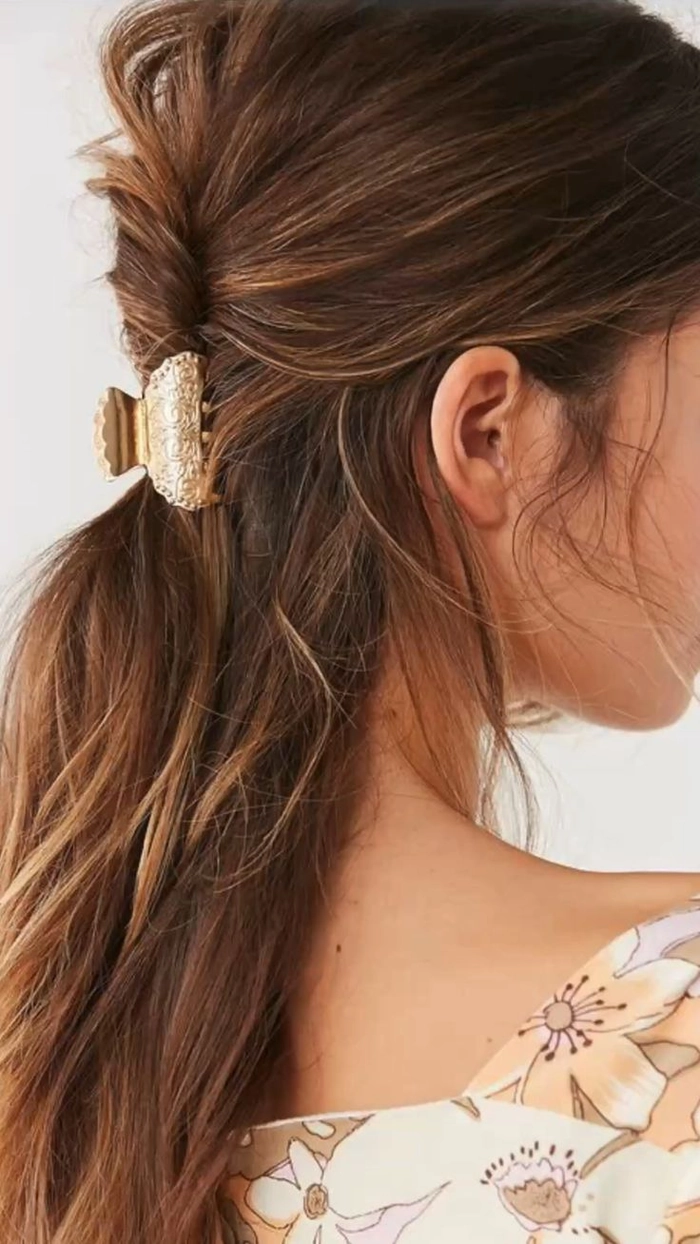 Easy clip-in bangs for a fresh everyday hairstyle update Simple clip-in bangs styled for a casual makeover