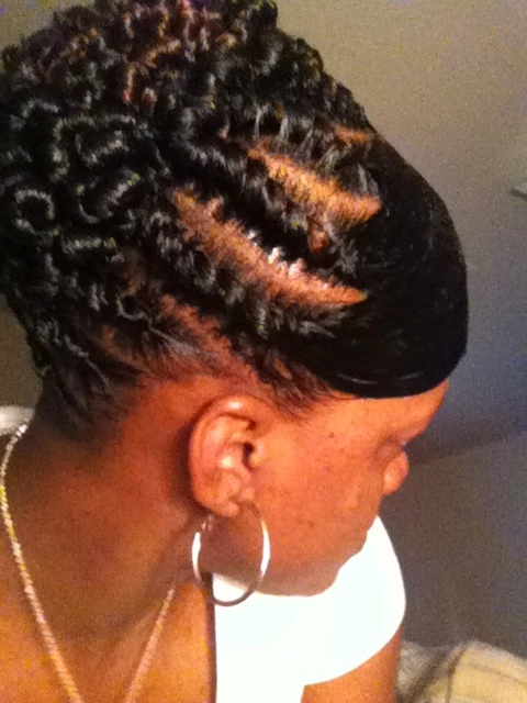 easy updo hairstyle with edges smoothed down for hair growth retention during transition
