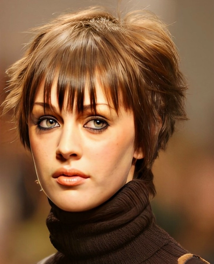 Effortless bedhead hairstyle on short layered hair showing a casual, tousled look