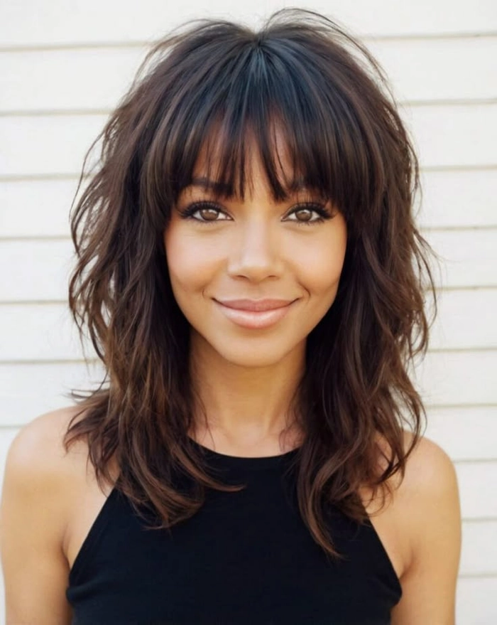 Casual weekend hairstyle featuring easy-to-maintain shag haircut styling Effortless shag haircut styled casually for a relaxed weekend look