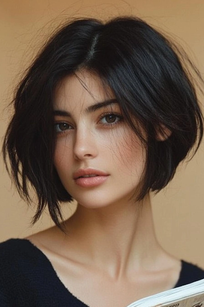 Casual rock chic choppy bob look for effortless everyday style Effortless choppy bob hairstyle with casual rock chic attitude