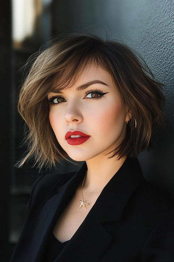 Casual rock chic choppy bob with subtle layers and effortless texture Effortless choppy bob hairstyle with tousled waves and rock chic attitude for a casual look