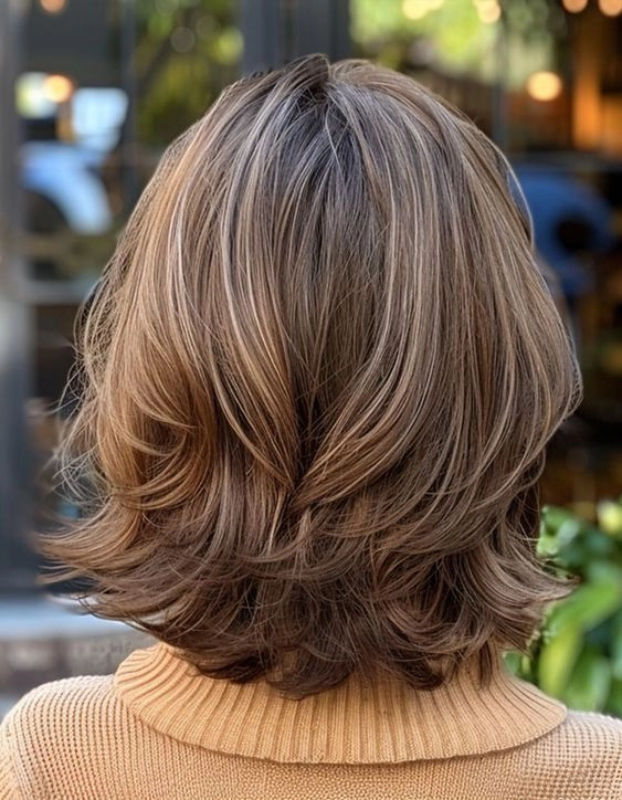 effortless flipped ends for medium retro casual hair image