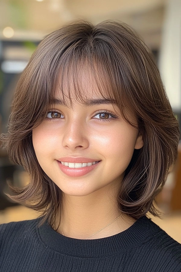 effortless flipped ends for medium retro casual hair image