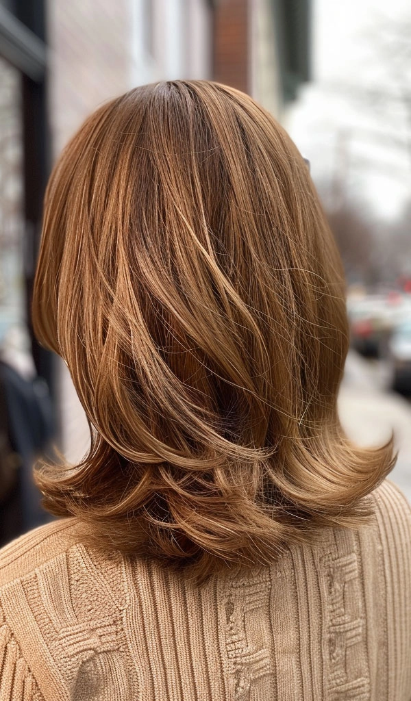 effortless flipped ends for medium retro casual hair image