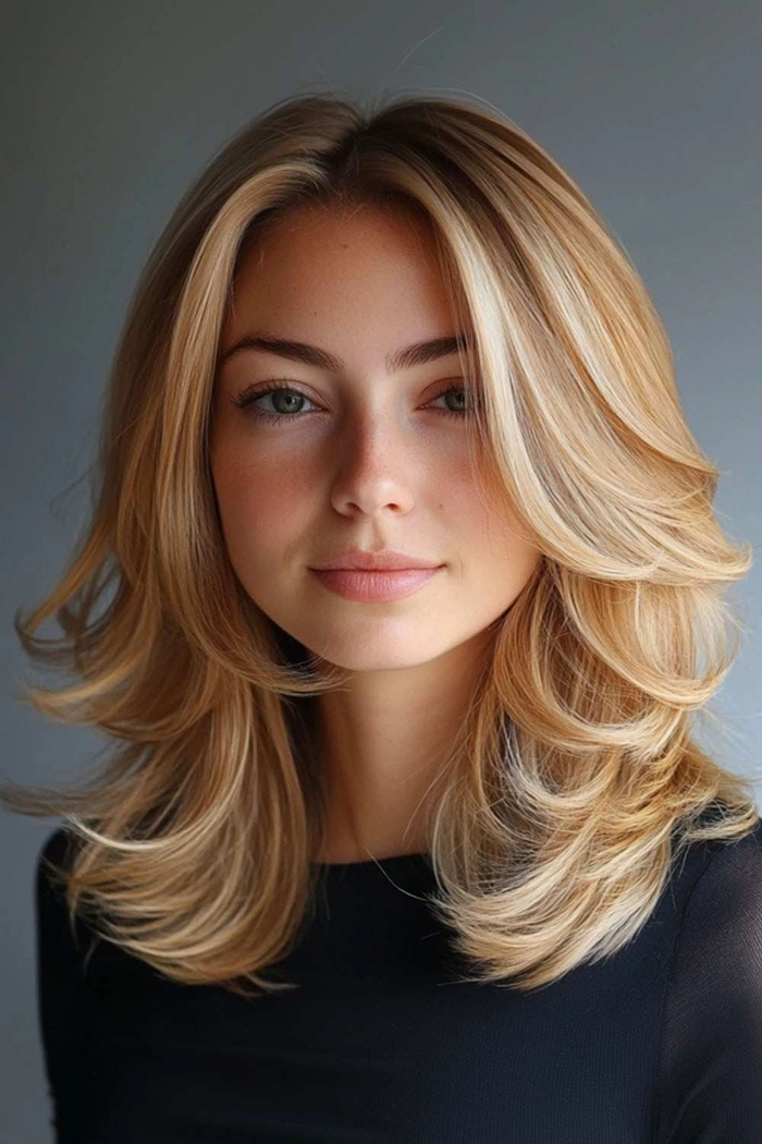 effortless flipped ends for medium retro casual hair image