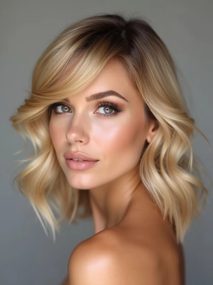 effortless flipped ends for medium retro casual hair image