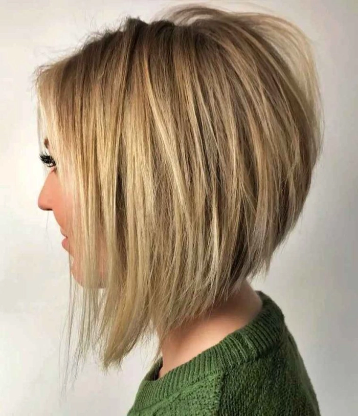 Effortless casual inverted bob hairstyle styled for fine thin hair with soft volume