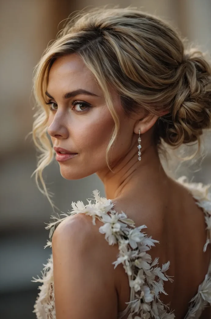 Effortless low chignon hairstyle perfect for casual evening dinners