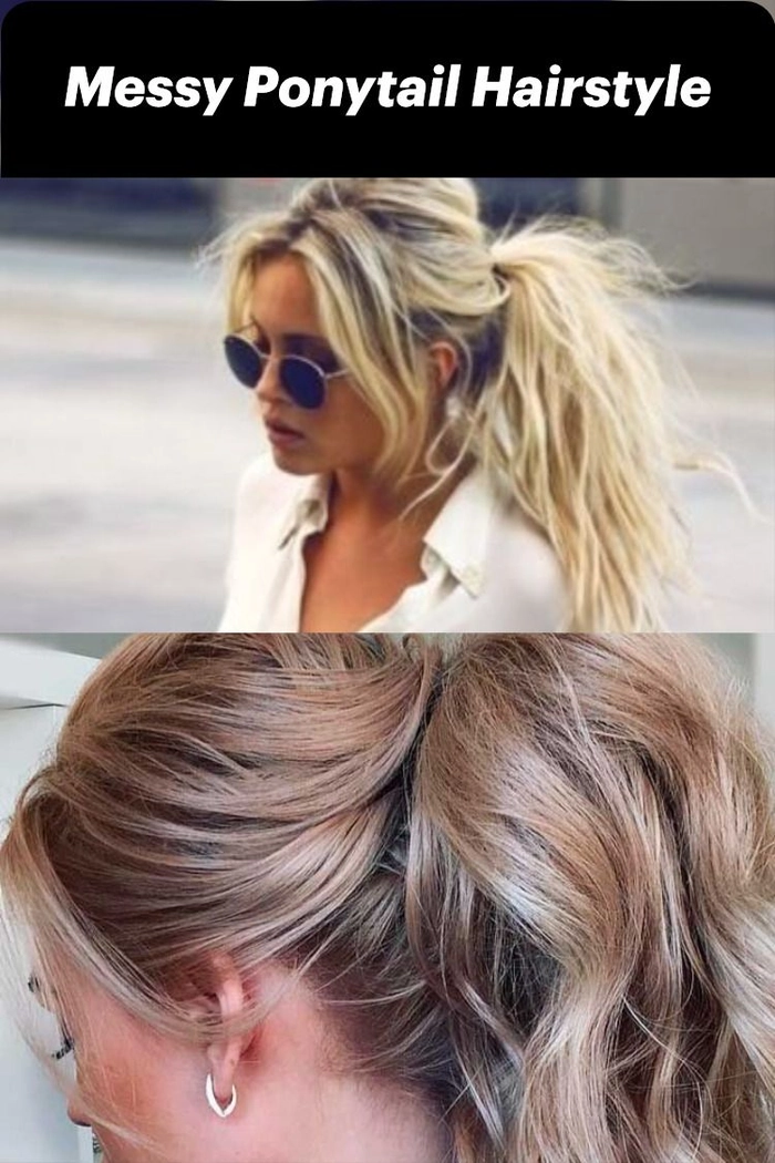 Casual messy ponytail look ideal for running errands with ease Effortless messy ponytail hairstyle perfect for casual errands