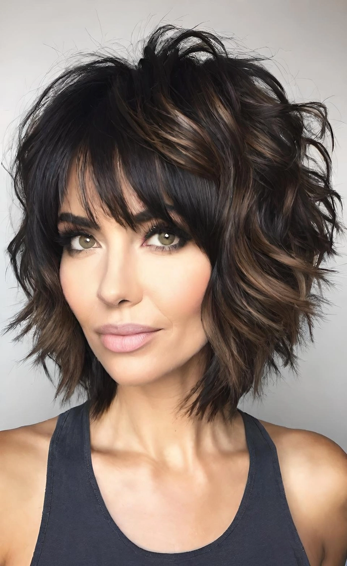 Casual hairstyle featuring soft piecey layers in a shag haircut style Effortless piecey layers on a casual shag haircut for a relaxed look