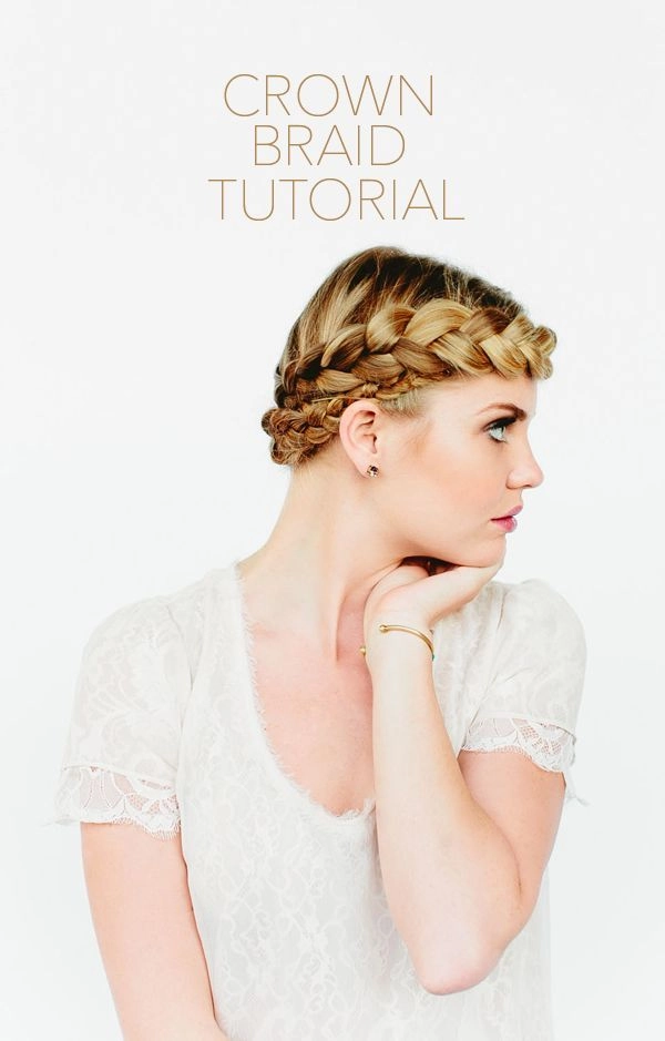 Chic and effortless casual braided crown idea for casual wedding celebrations Elegant casual braided crown hairstyle perfect for relaxed wedding settings
