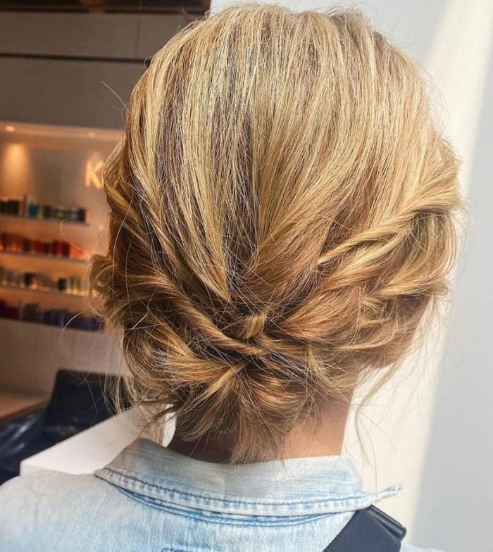 Elegant simple twisted updo perfect for casual Friday office wear
