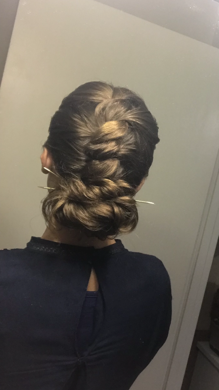 Elegant simple twisted updo perfect for casual Friday office wear