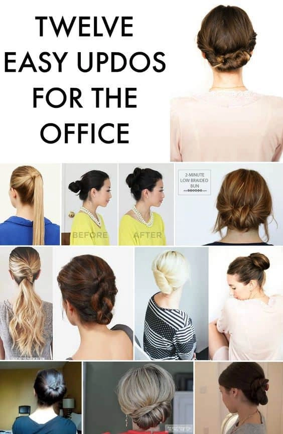 Elegant simple twisted updo perfect for casual Friday office wear