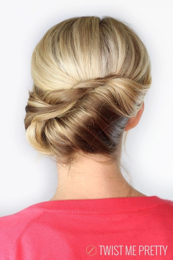 Elegant simple twisted updo perfect for casual Friday office look