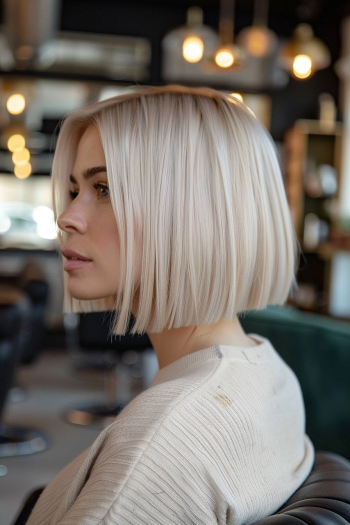 Casual Hairstyles image 4 showcasing a modern blunt bob for straight hair Everyday blunt cut bob styling for straight hair with sleek shine