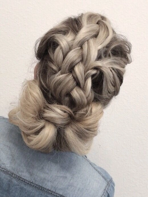 Everyday braid and bun combo for thick heavy hair worn in a casual style