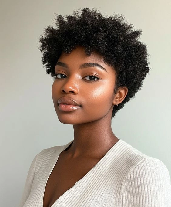 Everyday defined coils on short natural hair for a casual look