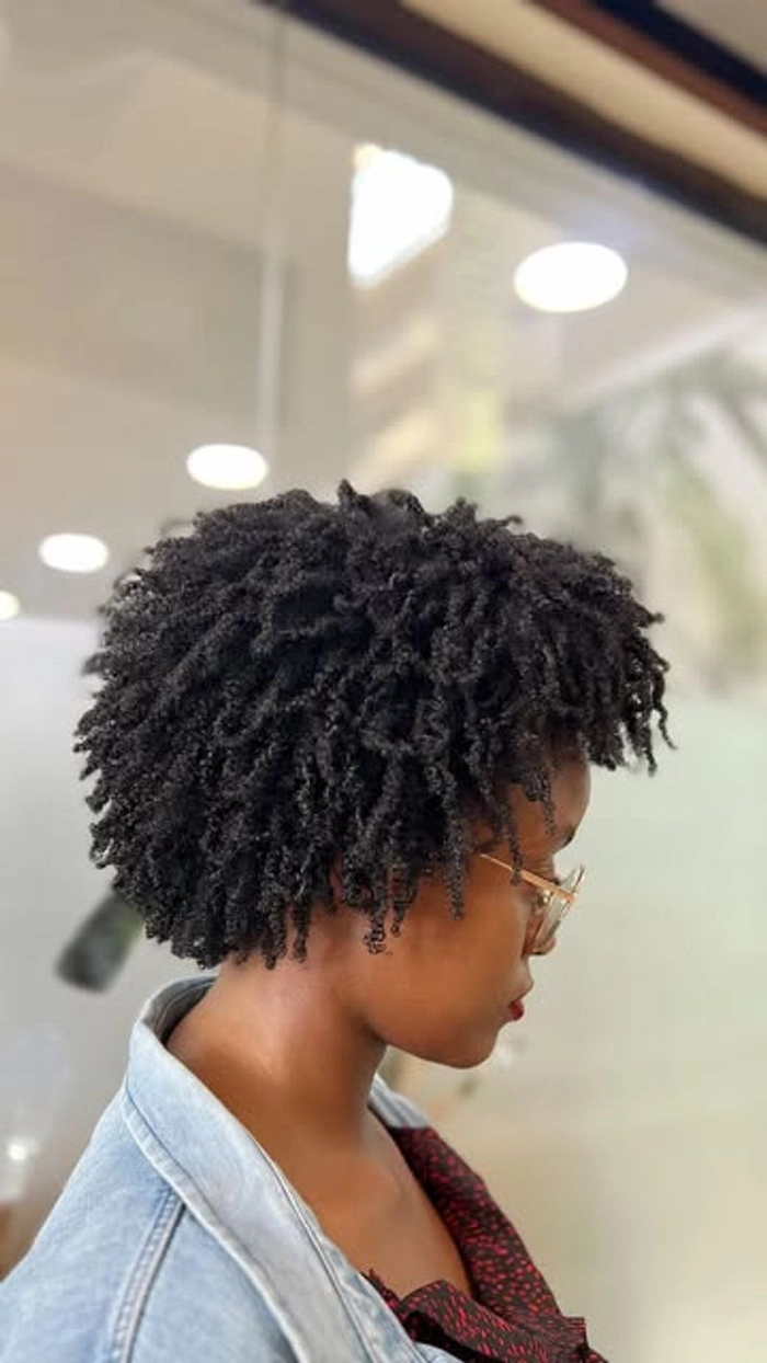 Everyday defined coils on short natural hair for a casual look