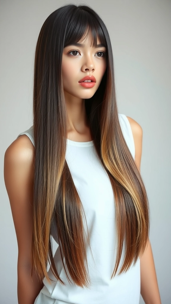 everyday middle part styling for long straight hair image