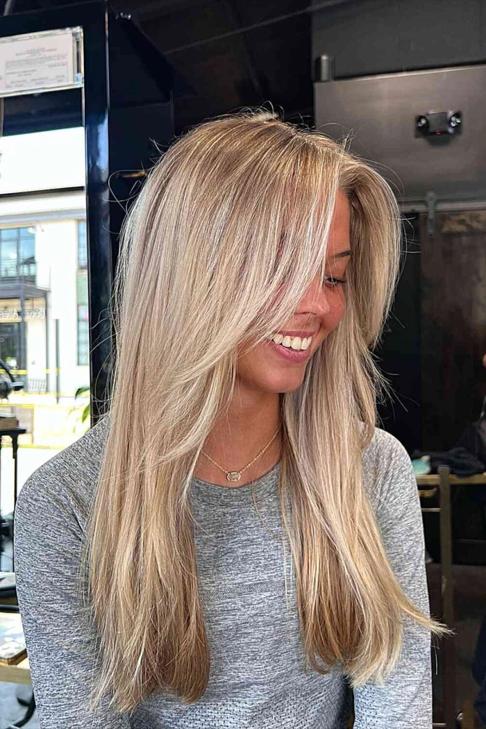 everyday middle part styling for long straight hair image