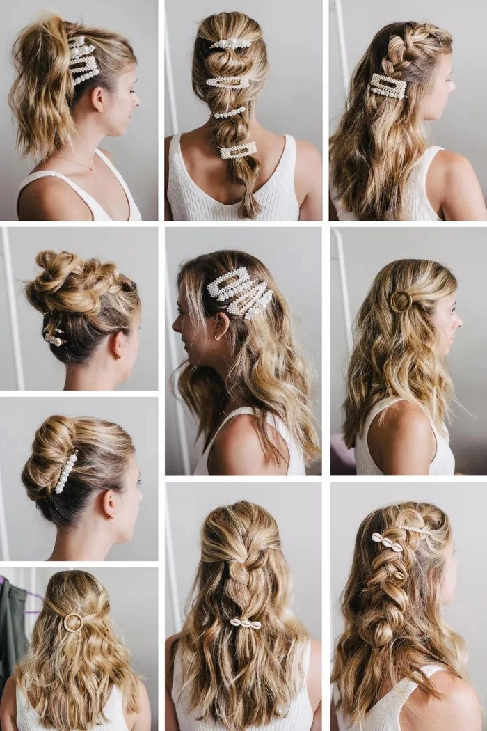 Girl wearing a simple barrette hairstyle paired with a preppy casual outfit