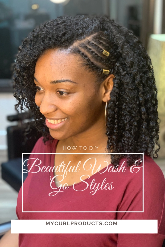 Woman with defined type 3 curls in a simple everyday wash and go hairstyle, looking casual and natural