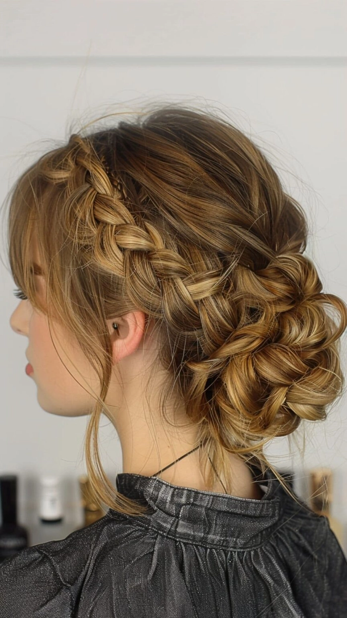 Casual relaxed updo with soft face-framing strands perfect for round face shapes Relaxed updo with face-framing pieces for round faces, casual hairstyle