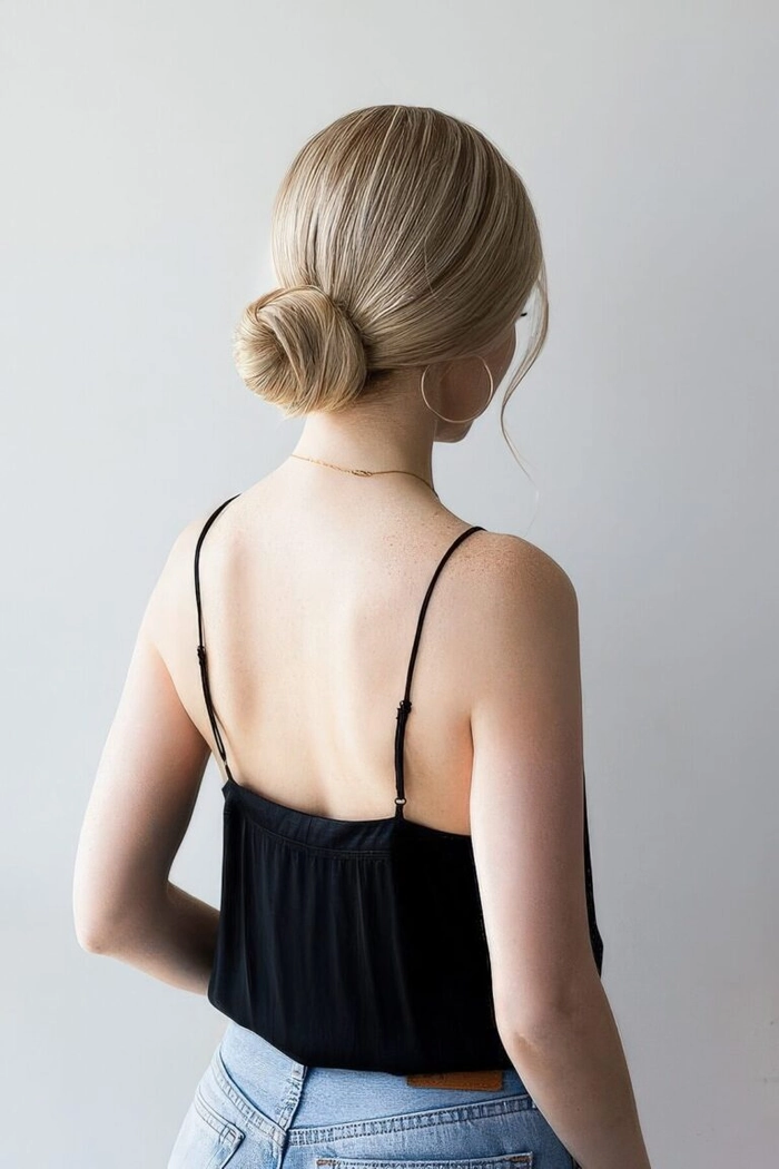 Casual braided low bun hairstyle perfect from office to evening
