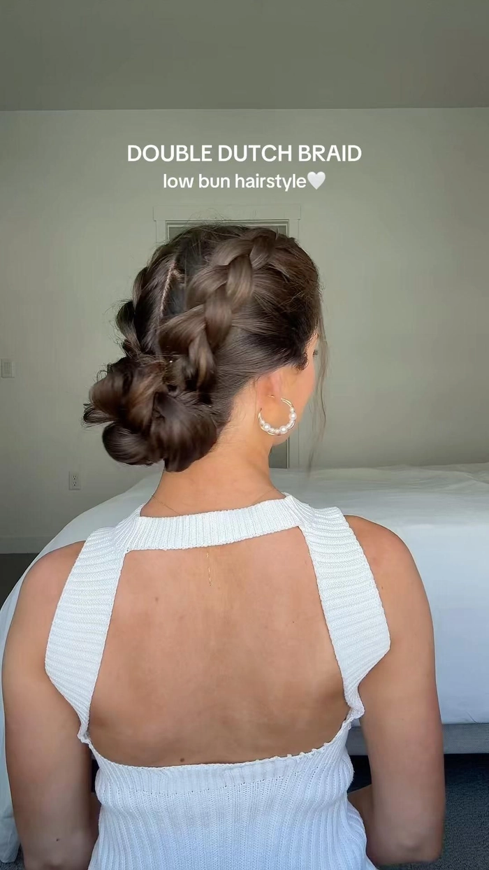 Everyday braid and bun combo for thick heavy hair, casual style