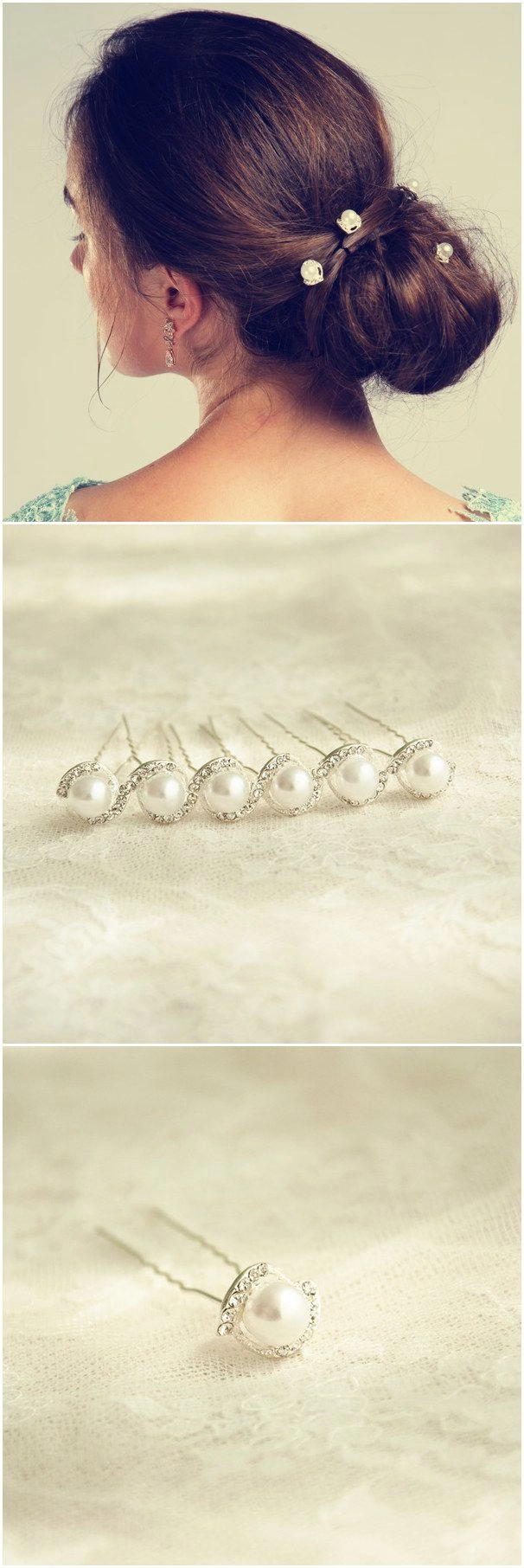 Simple pearl hair pin updo for holiday gatherings Casual holiday updo accented with pearl hair pins