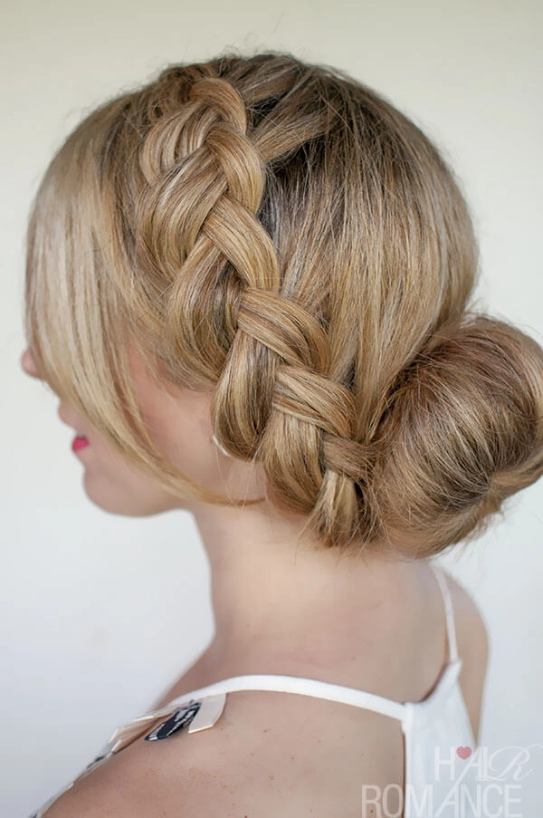 Everyday braid and bun hairstyle for thick heavy hair, casual look