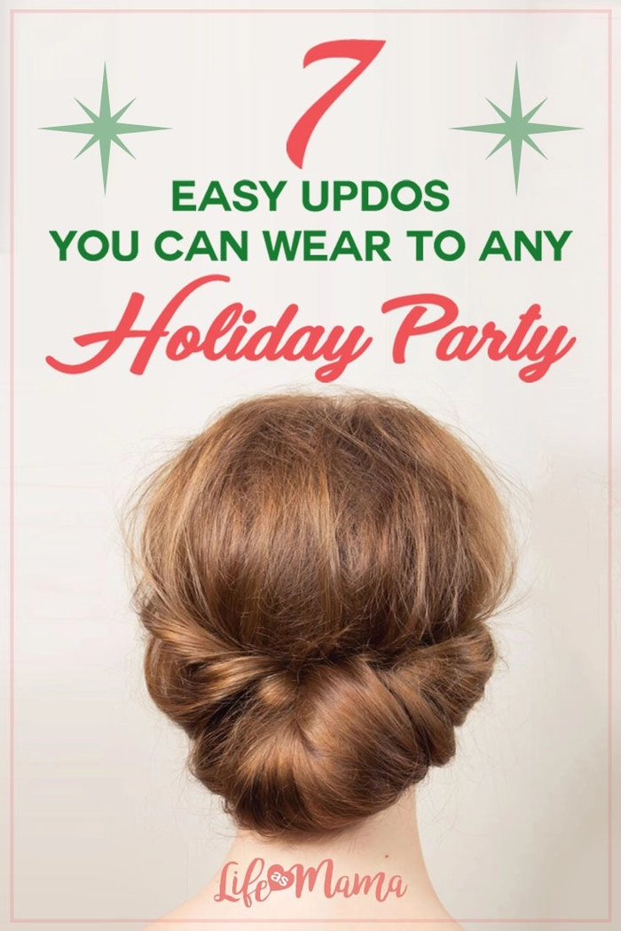 Simple Pearl Hair Pin Updo for Casual Holiday Party with Pearl Hair Accessories Simple pearl hair pin updo for a casual holiday gathering, side view