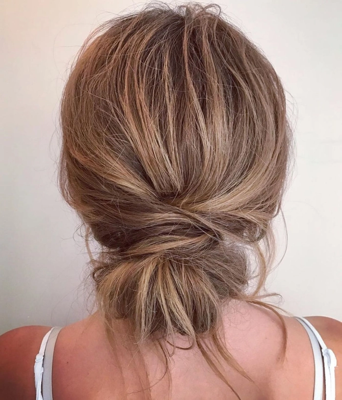 Low maintenance everyday updo for a busy working mom, a casual twisted bun style