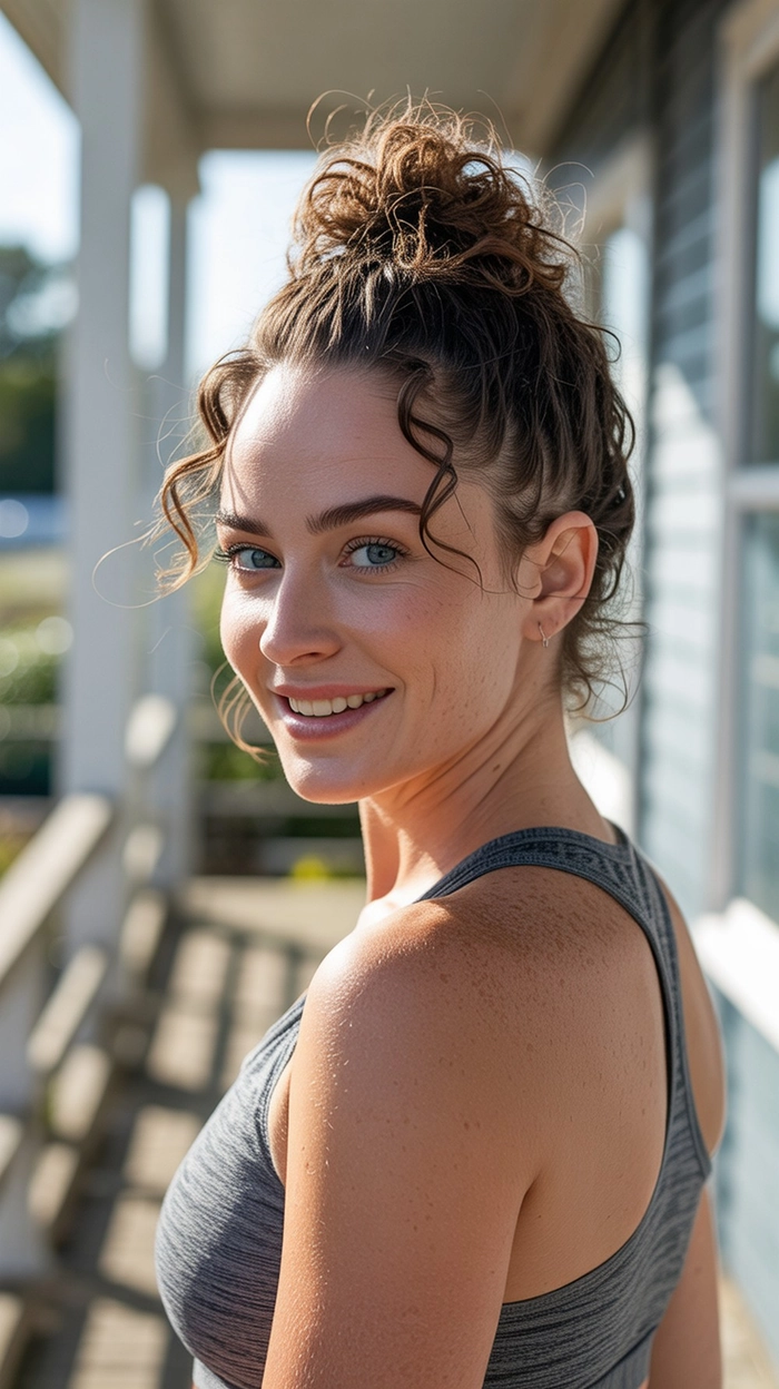 Casual hairstyles featuring a relaxed messy top knot for easy second day styling Everyday messy top knot hairstyle perfect for second day hair in a casual look