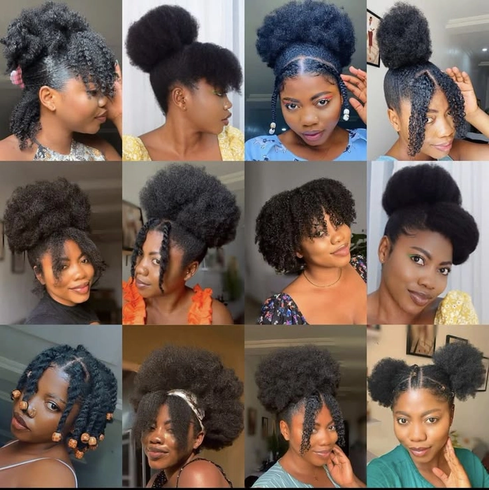 Casual everyday natural afro styling perfect for relaxed, stylish looks Everyday natural afro hairstyle styled for casual wear, showcasing effortless texture and volume